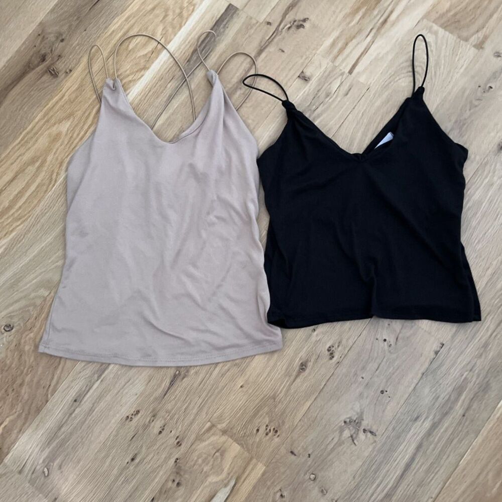 Women's 2 Piece Bundle by Gaze in Black & Brown Flattering Tanks Size Small